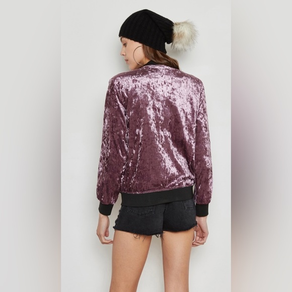 Lavender Velvet Bomber Jacket – Chic, Soft, and Stylish - Picture 2 of 5